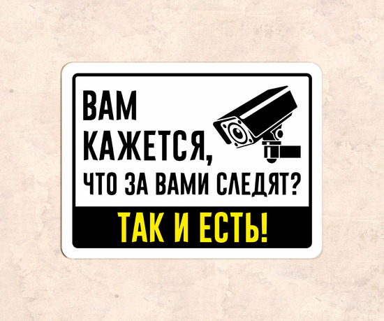 Табличка Вам кажется, что за вами следят? Так и есть